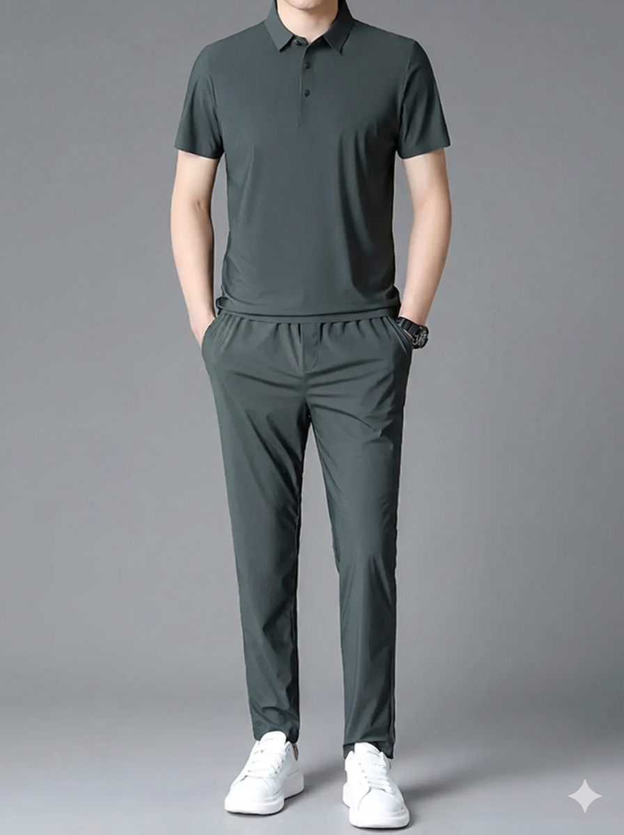 Men's Full Size Button Detail Short Sleeve Polo