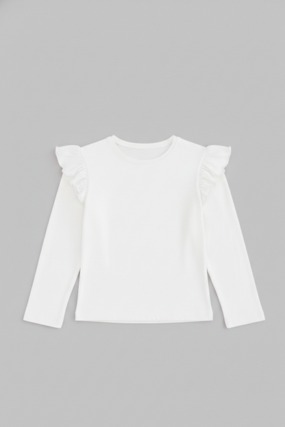 White Ruffle Tee