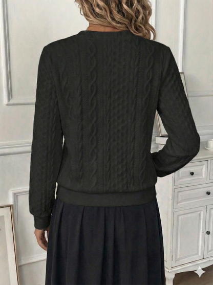 Texture Half Zip Long Sleeve Sweatshirt